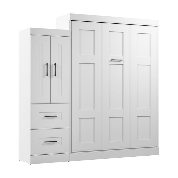 Bestar Edge 91W Queen Murphy Bed with Wardrobe (90W) in White