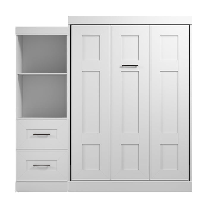 Bestar Edge Full Murphy Bed and Closet Organizer with Drawers (85W) in White