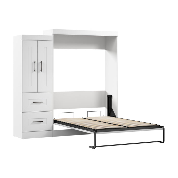 Bestar Edge Full Murphy Bed with Wardrobe (85W) in White