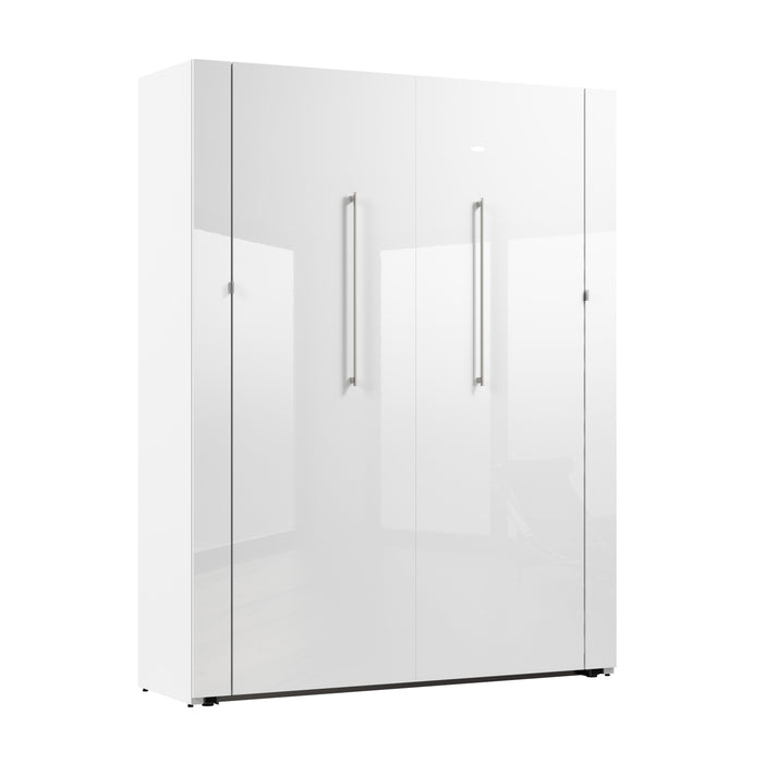 Bestar Avalon 67W High Gloss Queen Murphy Bed in High Gloss White