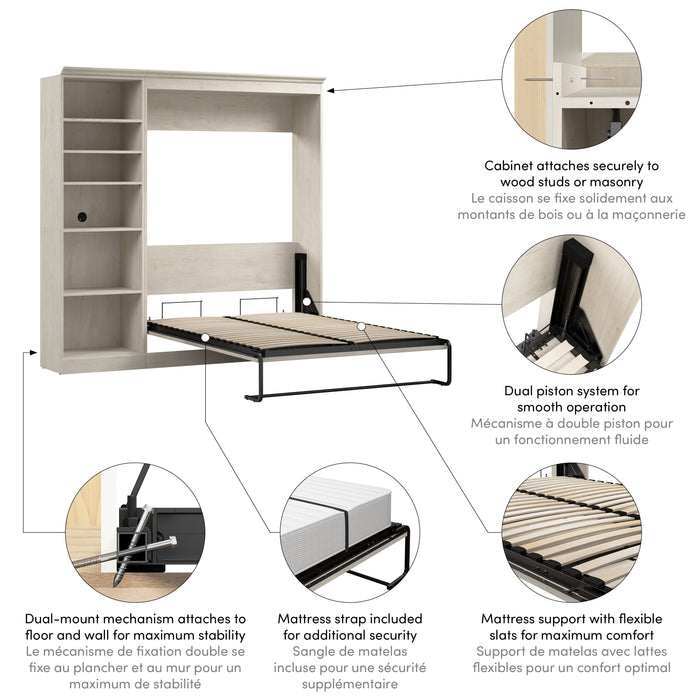 Versatile Full Murphy Wall Bed and 1 Storage Unit - Available in 3 Colors