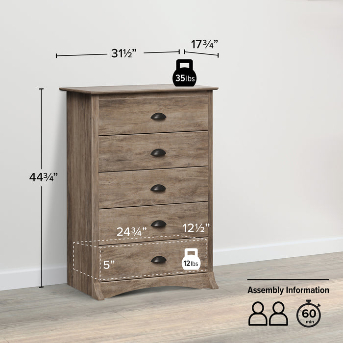 Salt Spring 5 Drawer Chest - Available in 5 Colors