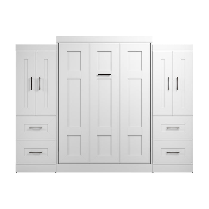 Bestar Edge Full Murphy Bed with Wardrobes (110W) in White