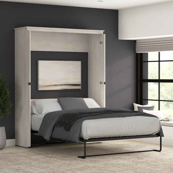 Bestar Key West 69W Queen Murphy Bed in Linen White Oak