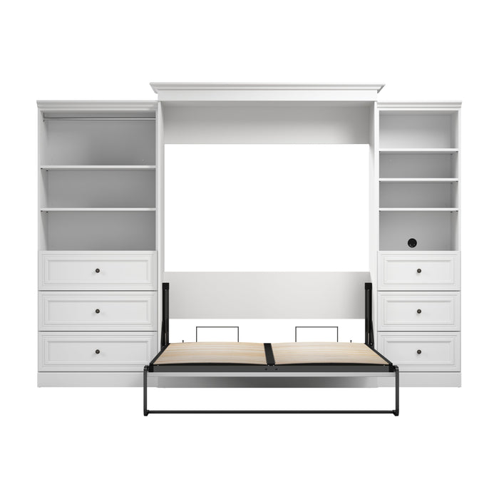 Bestar Versatile Queen Murphy Bed and Closet Organizers with Drawers (126W) in White