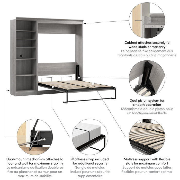 Versatile Full Murphy Wall Bed and 1 Storage Unit - Available in 3 Colors