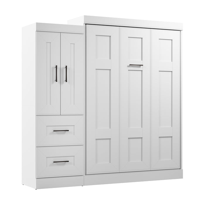 Bestar Edge Full Murphy Bed with Wardrobe (85W) in White