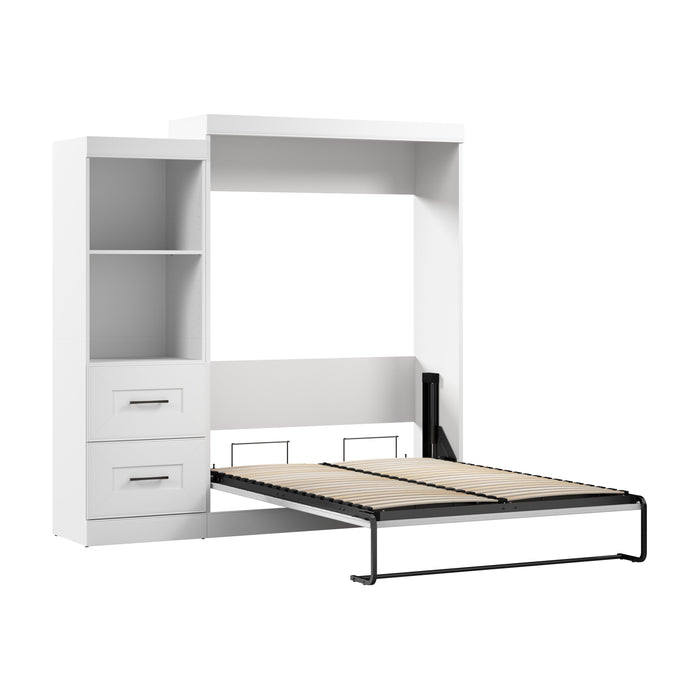 Bestar Edge Full Murphy Bed and Closet Organizer with Drawers (85W) in White