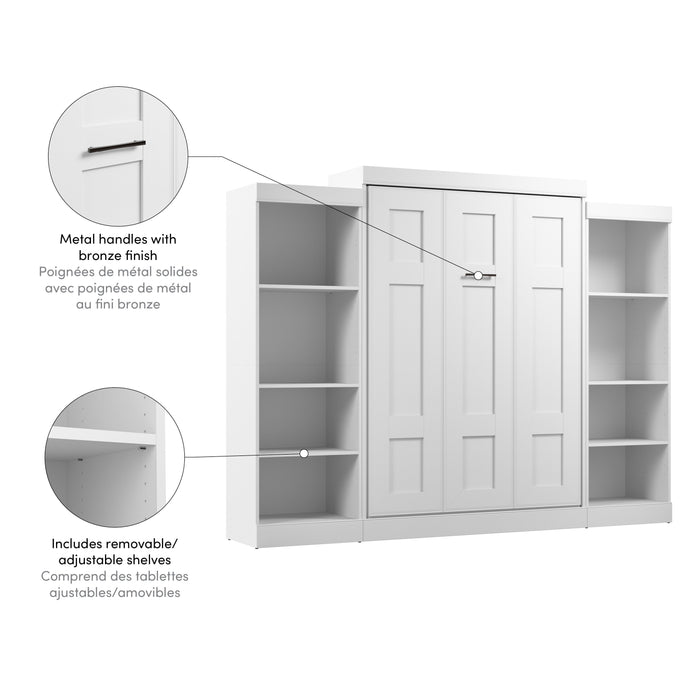 Bestar Edge Full Murphy Bed with Closet Organizers (110W) in White