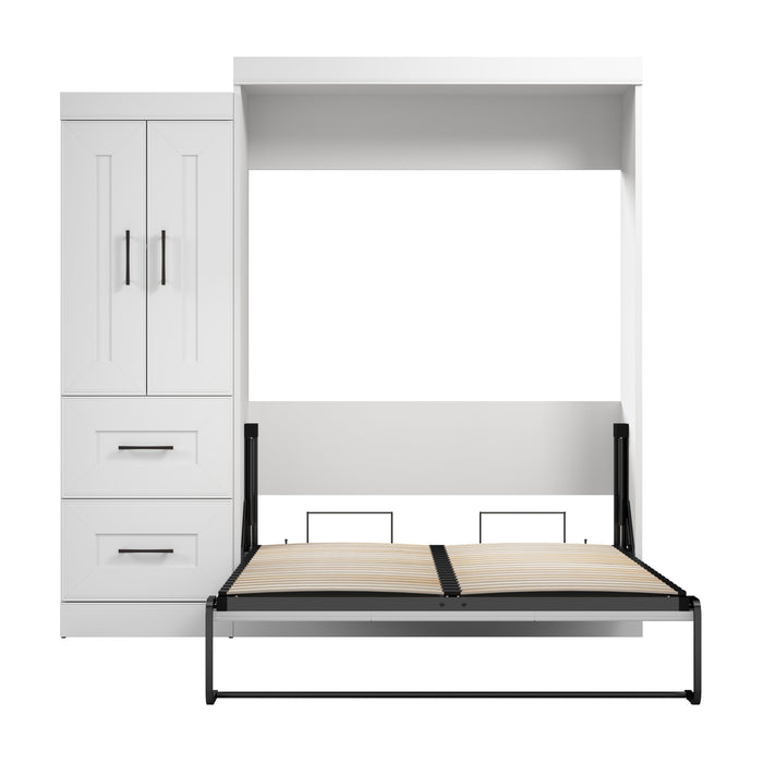 Bestar Edge Full Murphy Bed with Wardrobe (85W) in White