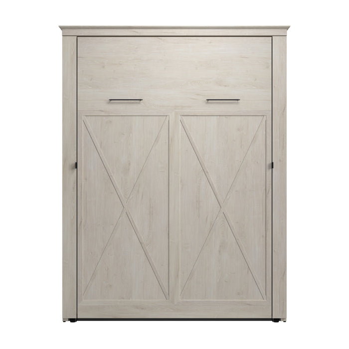 Bestar Key West 69W Queen Murphy Bed in Linen White Oak