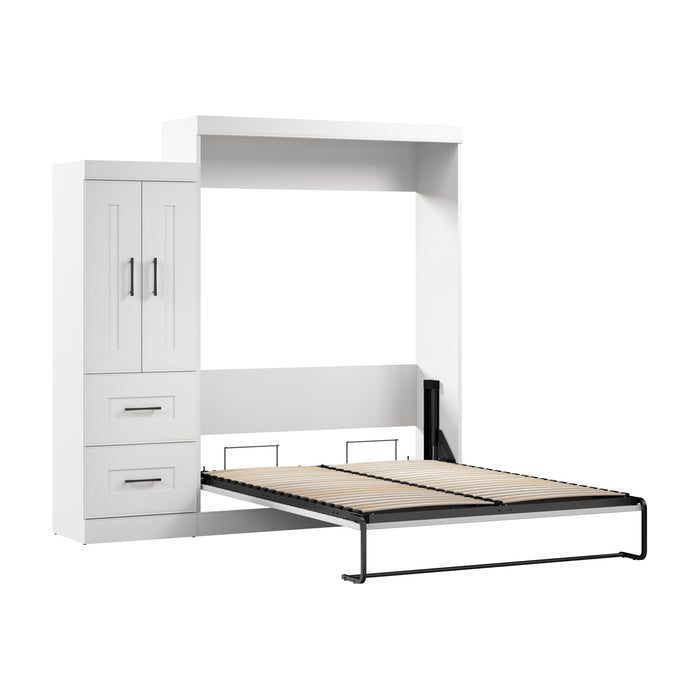 Bestar Edge 91W Queen Murphy Bed with Wardrobe (90W) in White