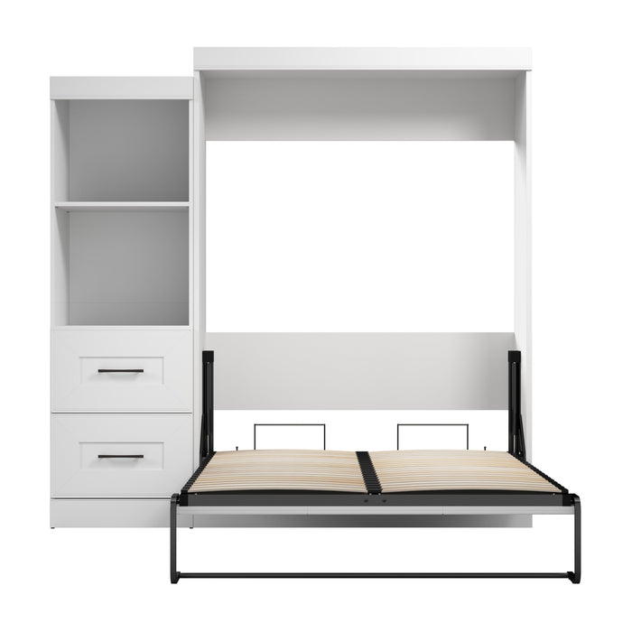 Bestar Edge Full Murphy Bed and Closet Organizer with Drawers (85W) in White