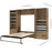 Bestar Cielo Full Murphy Bed with 2 Closet Organizers with Drawers (119W) in Rustic Brown & White