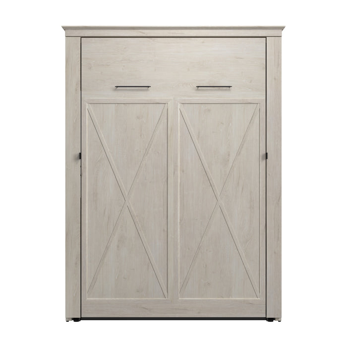 Bestar Key West 63W Full Murphy Bed in Linen White Oak