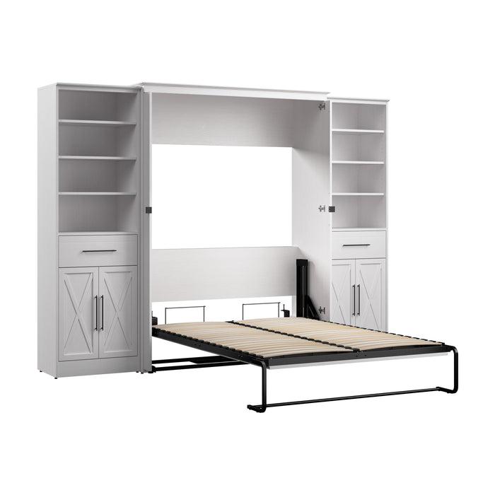 Bestar Key West 111W Full Murphy Bed and Closet Organizers with Doors and Drawers (113W) in Pure White Oak