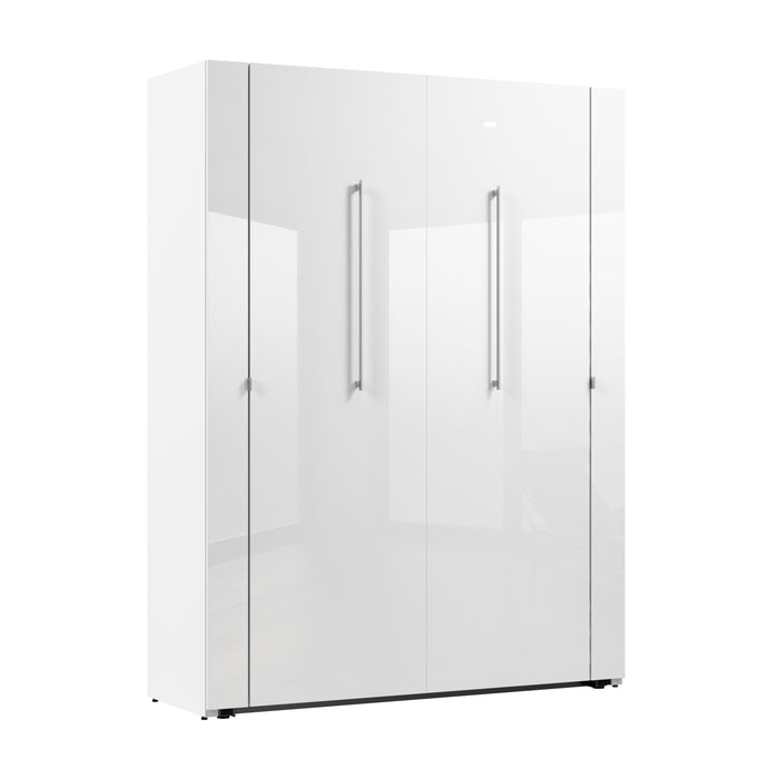 Bestar Avalon 61W High Gloss Full Murphy Bed in High Gloss White