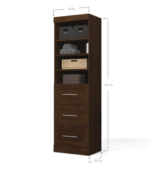 Bestar Bookcase Pur 25” Storage Unit with 3 Drawers - Available in 3 Colors