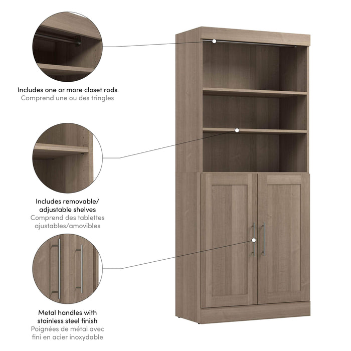 Bestar Closet Organizer Pur 36W Closet Organizer with Doors - Available in 5 Colors