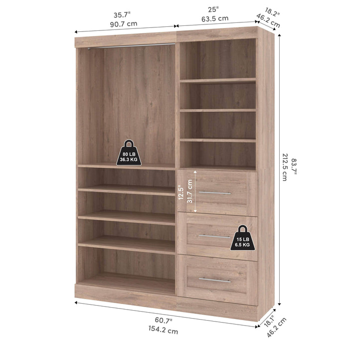 Bestar Closet Organizer Pur 61W Closet Organizer - Available in 7 Colors