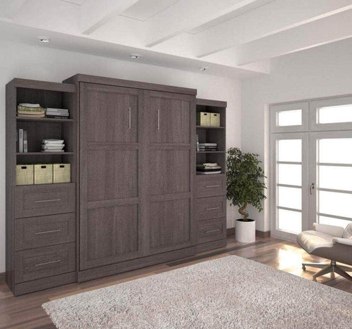 Bestar Murphy Wall Bed Bark Gray Pur 115" Queen Size Murphy Wall Bed with 2 Storage Units - Available in 3 Colors