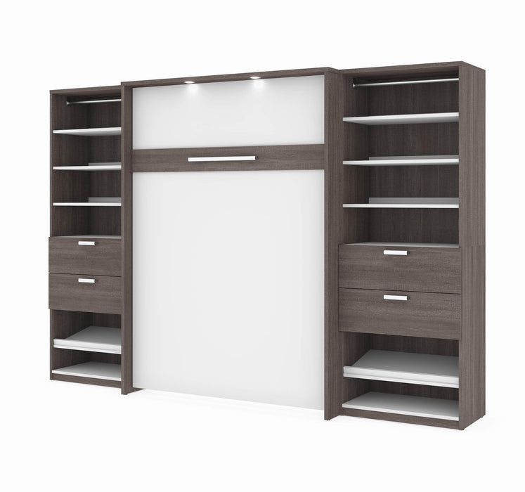 Cielo Full Murphy Wall Bed with 2 Closet Organizers with Drawers - Available in 2 Colors