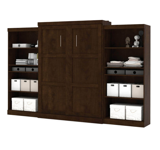 Bestar Murphy Wall Bed Chocolate Pur Queen Murphy Wall Bed and 2 Storage Units (136”) - Available in 2 Colors