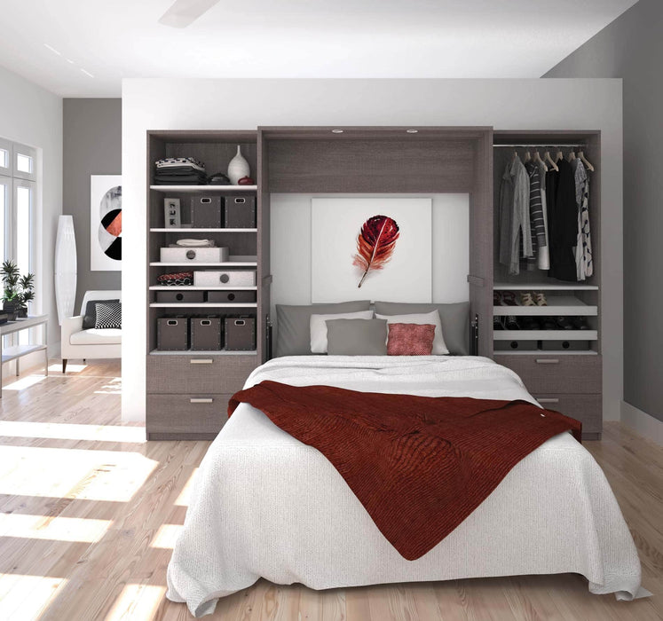 Cielo Full Murphy Wall Bed with 2 Closet Organizers with Drawers - Available in 2 Colors