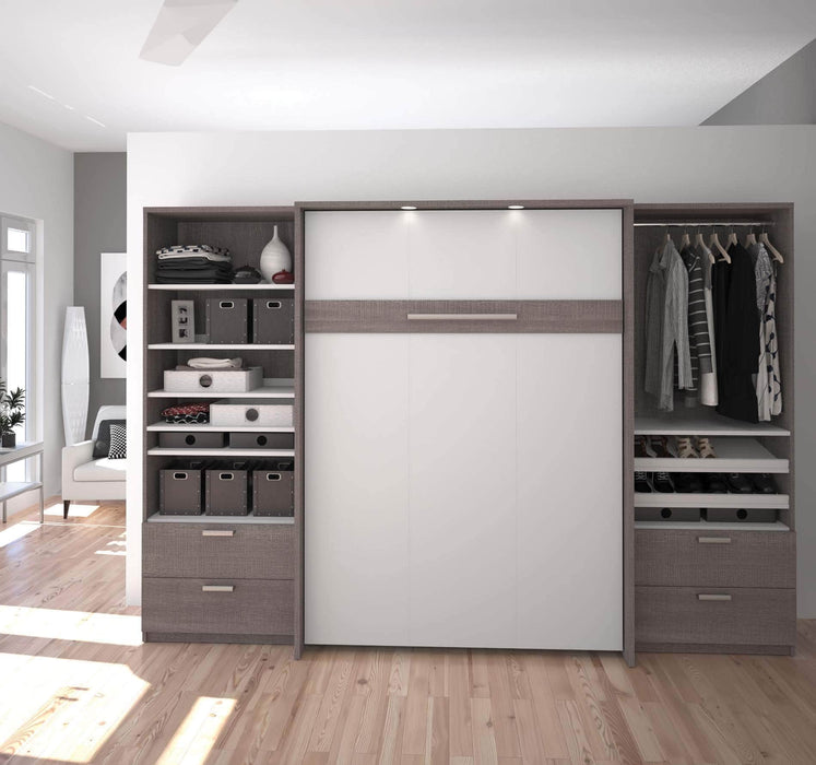 Cielo Full Murphy Wall Bed with 2 Closet Organizers with Drawers - Available in 2 Colors