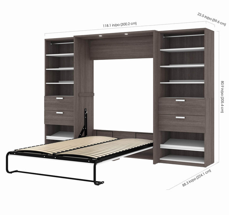 Cielo Full Murphy Wall Bed with 2 Closet Organizers with Drawers - Available in 2 Colors