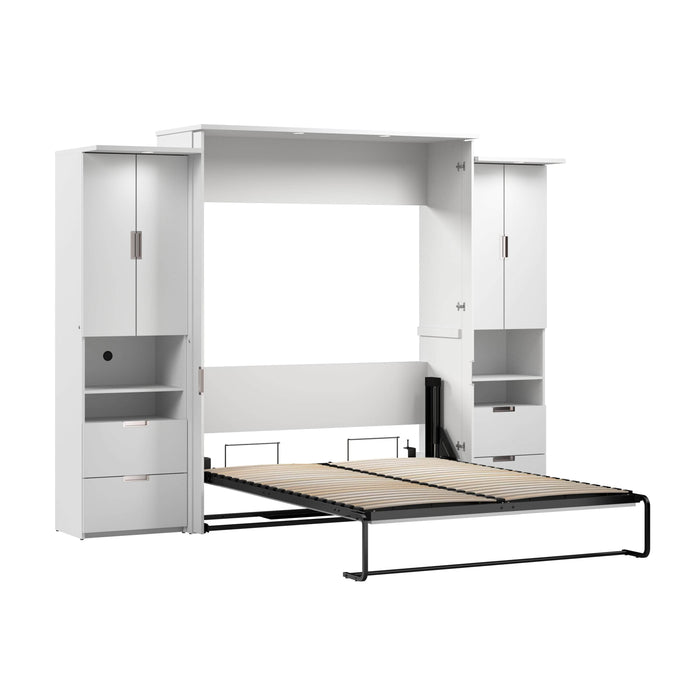 Bestar Murphy Wall Bed Lumina Queen Murphy Bed with Desk and 2 Storage Units - Available in 2 Colors