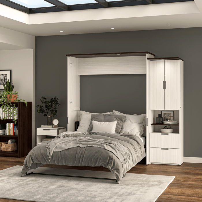 Bestar Murphy Wall Bed Lumina Queen Murphy Wall Bed and 1 Storage Unit (89”) - Available in 2 Colors
