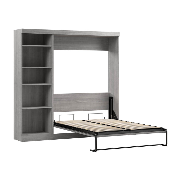 Bestar Murphy Wall Bed Platinum Gray Pur Full Murphy Full Bed with Storage Unit (84W) - Available in 7 Colors