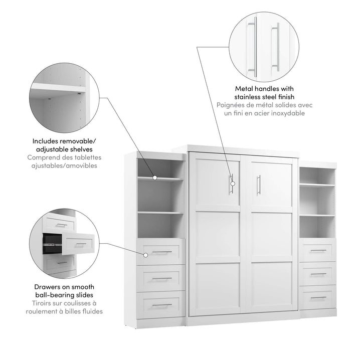 Bestar Murphy Wall Bed Pur 115" Queen Size Murphy Wall Bed with 2 Storage Units - Available in 3 Colors