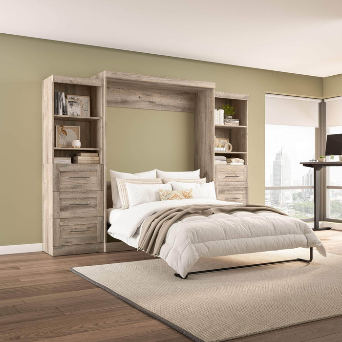 Bestar Murphy Wall Bed Pur 115" Queen Size Murphy Wall Bed with 2 Storage Units - Available in 7 Colors