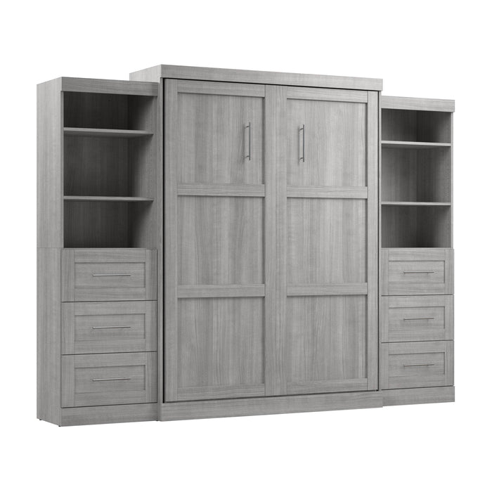 Bestar Murphy Wall Bed Pur 115" Queen Size Murphy Wall Bed with 2 Storage Units - Available in 7 Colors