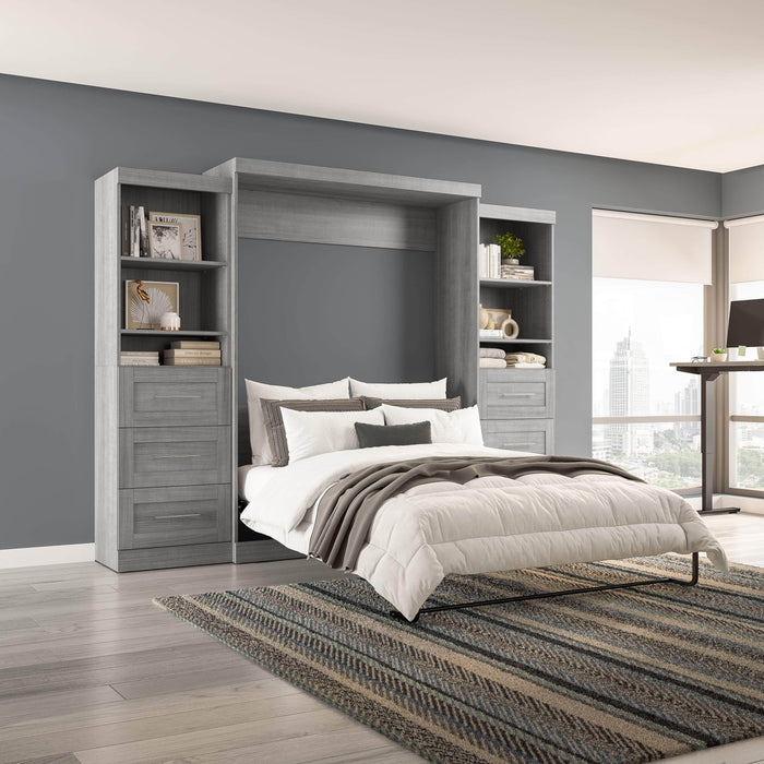 Bestar Murphy Wall Bed Pur 115" Queen Size Murphy Wall Bed with 2 Storage Units - Available in 7 Colors