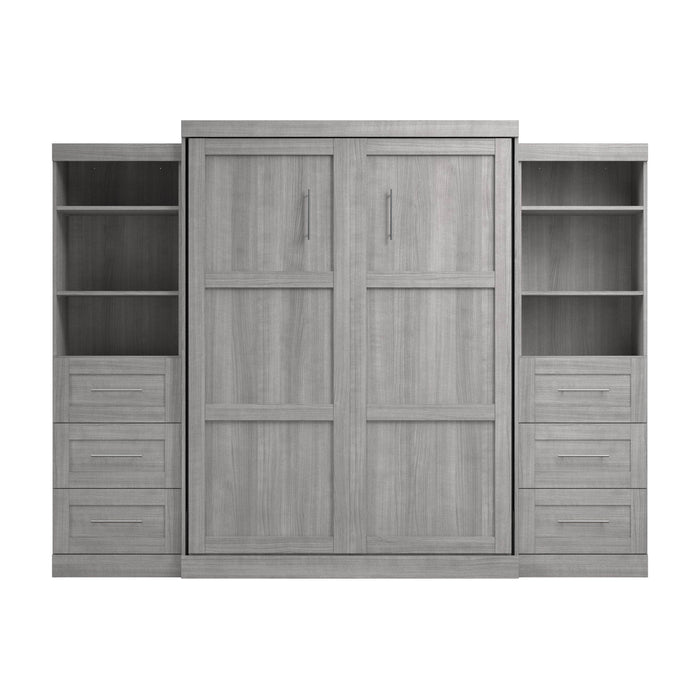 Bestar Murphy Wall Bed Pur 115" Queen Size Murphy Wall Bed with 2 Storage Units - Available in 7 Colors