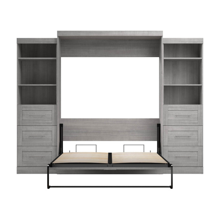 Bestar Murphy Wall Bed Pur 115" Queen Size Murphy Wall Bed with 2 Storage Units - Available in 7 Colors