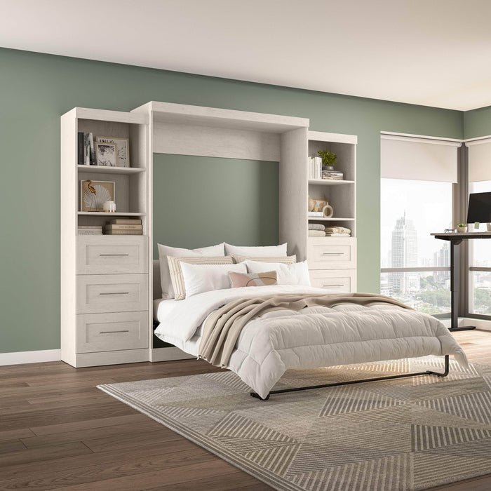 Bestar Murphy Wall Bed Pur 115" Queen Size Murphy Wall Bed with 2 Storage Units - Available in 7 Colors