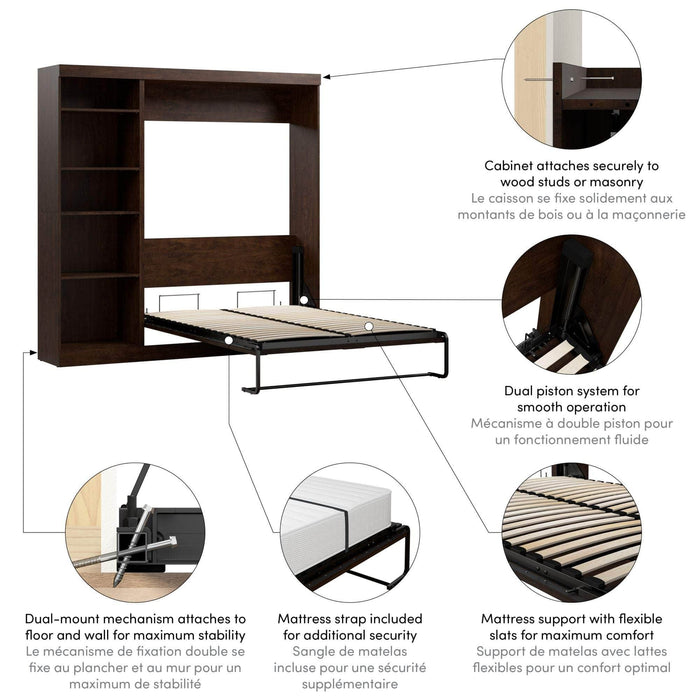 Bestar Murphy Wall Bed Pur Full Murphy Full Bed with Storage Unit (84W) - Available in 3 Colors