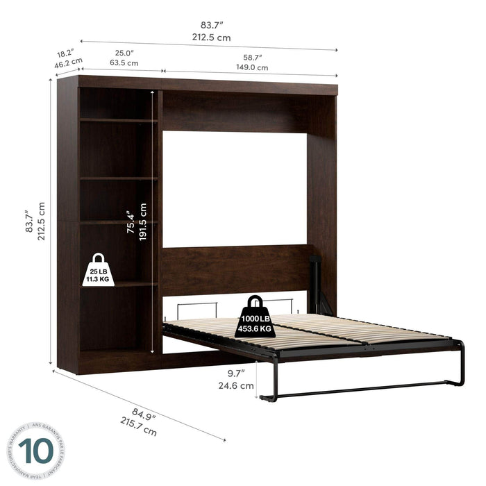 Bestar Murphy Wall Bed Pur Full Murphy Full Bed with Storage Unit (84W) - Available in 3 Colors