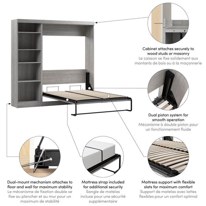 Bestar Murphy Wall Bed Pur Full Murphy Full Bed with Storage Unit (84W) - Available in 7 Colors