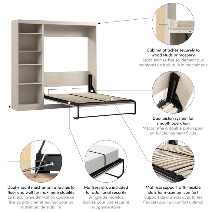 Bestar Murphy Wall Bed Pur Full Murphy Full Bed with Storage Unit (84W) - Available in 7 Colors