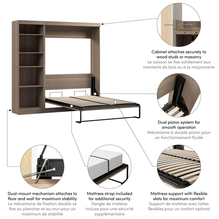 Bestar Murphy Wall Bed Pur Full Murphy Full Bed with Storage Unit (84W) - Available in 7 Colors