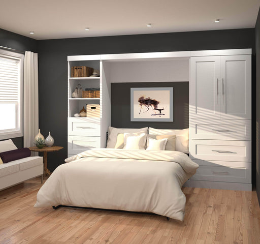 Bestar Murphy Wall Bed Pur Full Murphy Wall Bed and 2 Storage Units with Drawers (120”) - Available in 2 Colors