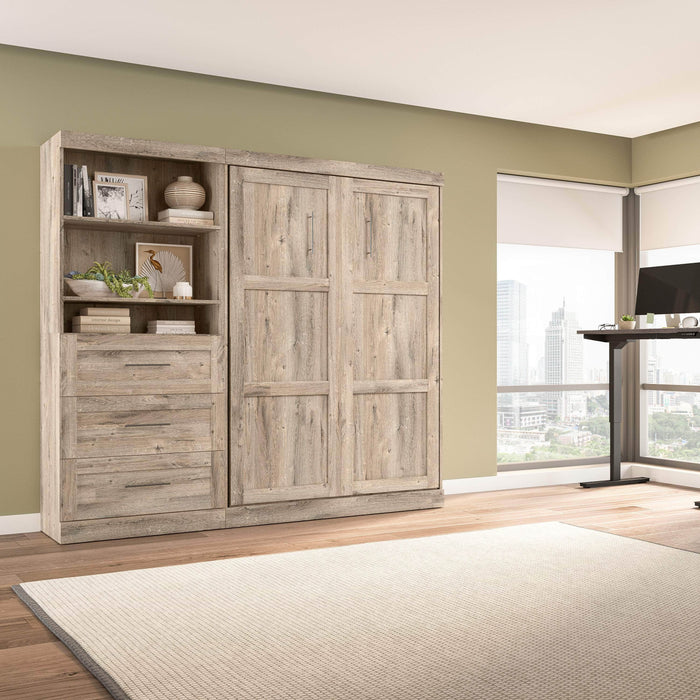 Bestar Murphy Wall Bed Pur Full Murphy Wall Bed and Storage Unit with Drawers (95W) - Available in 3 Colors
