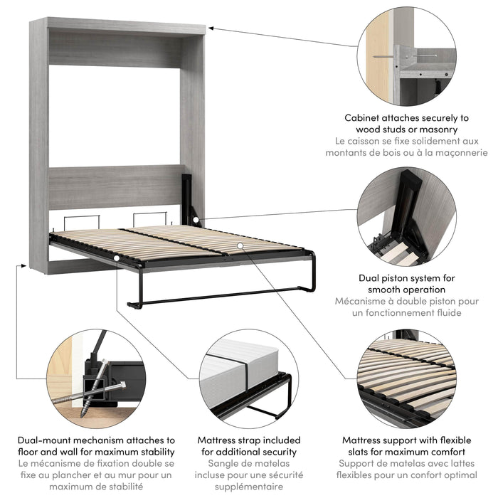 Bestar Murphy Wall Bed Pur Full Size Murphy Wall Bed - Available in 7 Colors