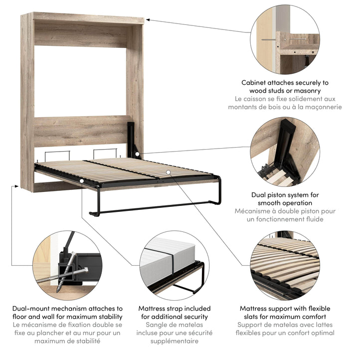 Bestar Murphy Wall Bed Pur Full Size Murphy Wall Bed - Available in 7 Colors