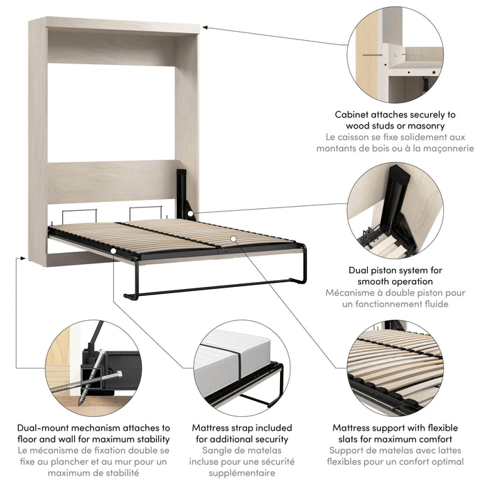 Bestar Murphy Wall Bed Pur Full Size Murphy Wall Bed - Available in 7 Colors